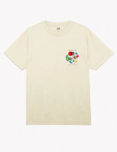 Obey FLOWERS PAPERS CLASSIC T-SHIRT cream