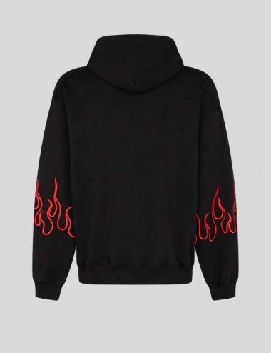 RED EMOBROIDERY FLAMES HOODIE