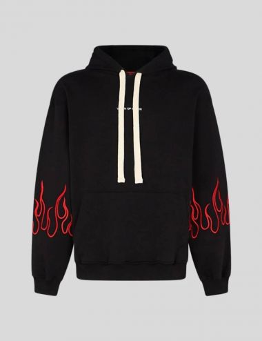 RED EMOBROIDERY FLAMES HOODIE