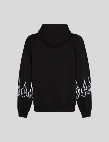 WHITE EMOBROIDERED FLAMES HOODIE