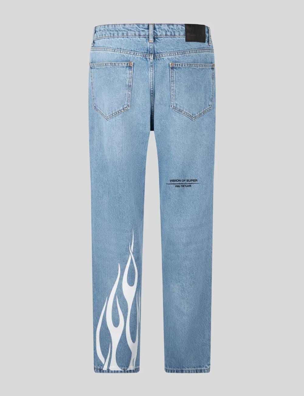 Vision Of Super PRINTED FLAMES JEANS blue denim