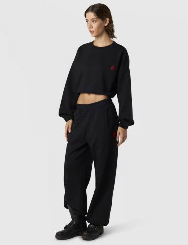 W' EMBROIDERED FLAMES CROP CREWNECK