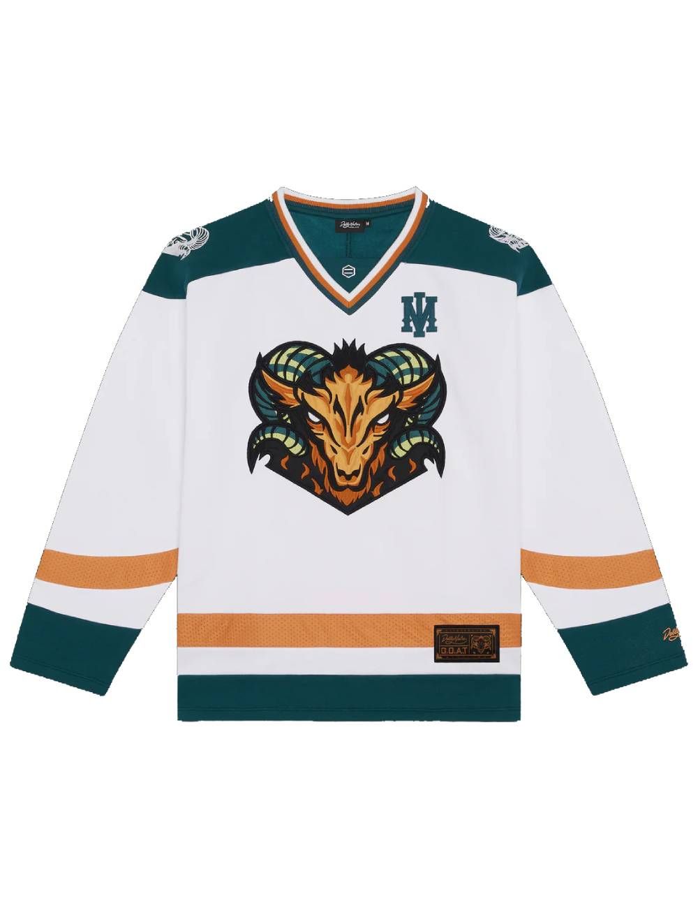 Dolly Noire GOAT HOCKEY CREWNECK white