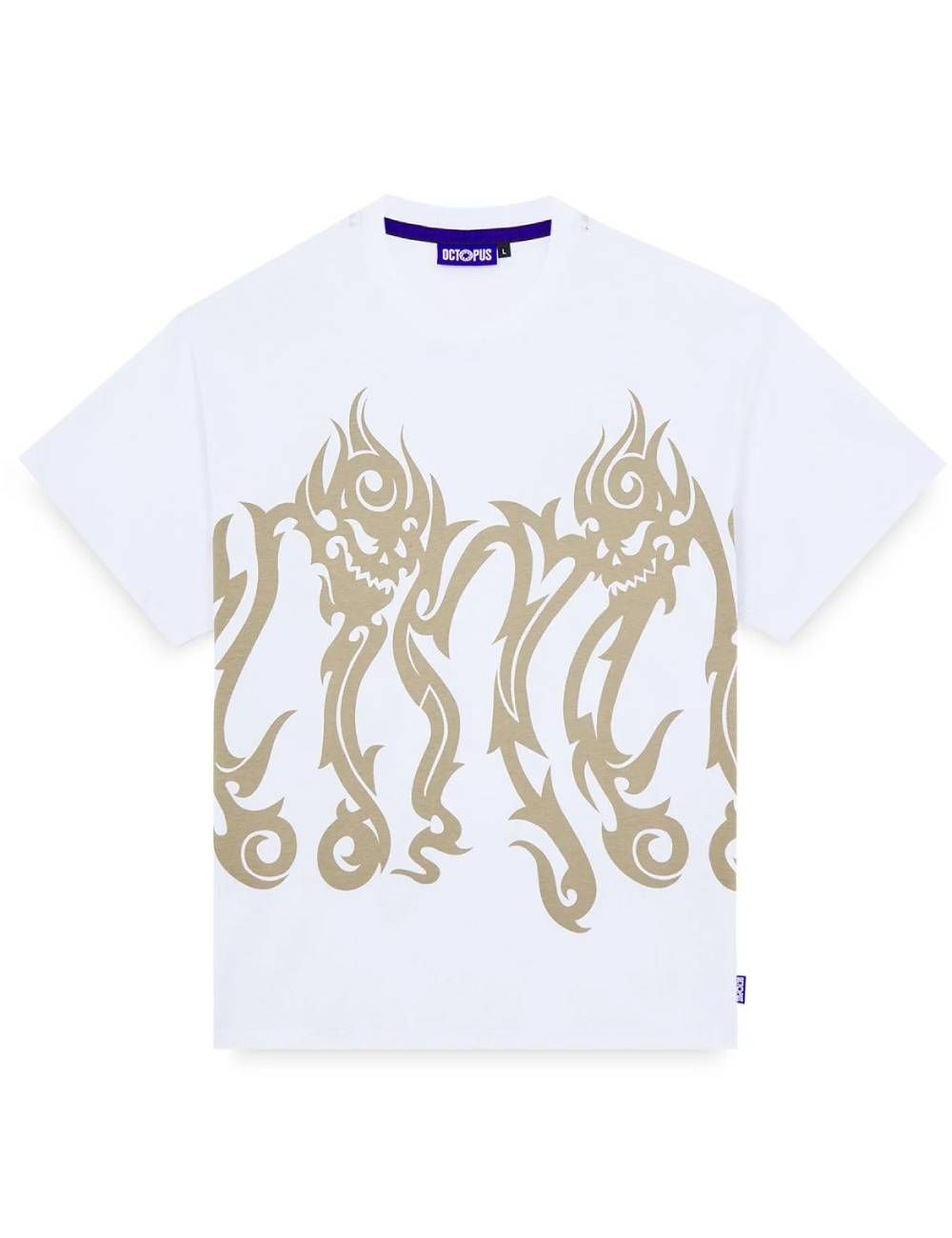Octopus OCTOPUS TRIBAL SKULL T-SHIRT white