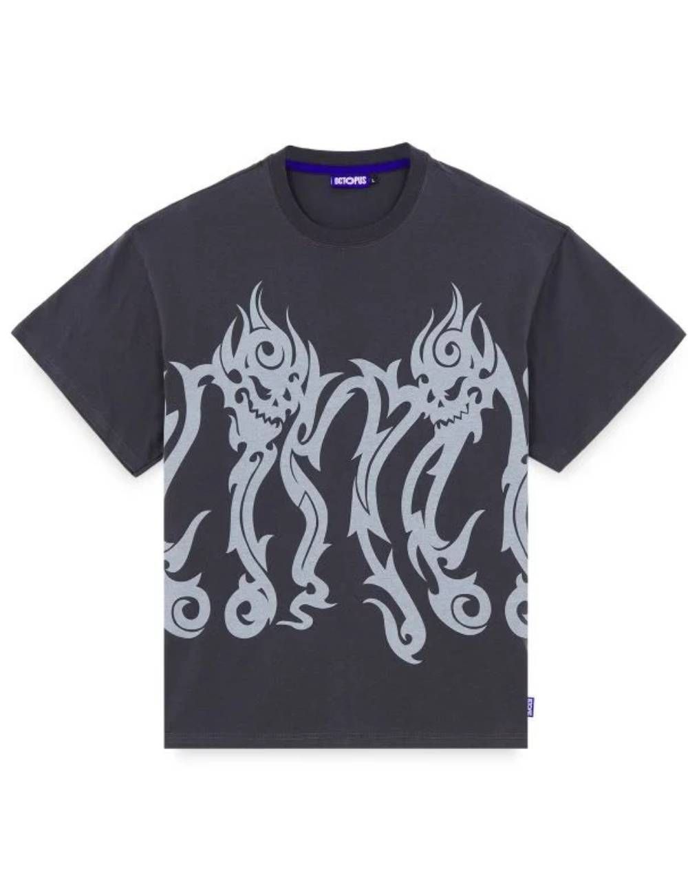 Octopus OCTOPUS TRIBAL SKULL T-SHIRT asphalt