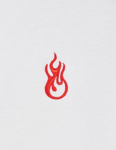 Vision Of Super EMBROIDERED FLAME TEE WHITE white