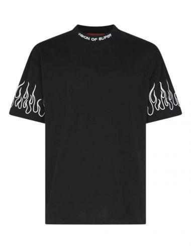 Vision Of Super BLACK T-SHIRT BLACK FLAMES black