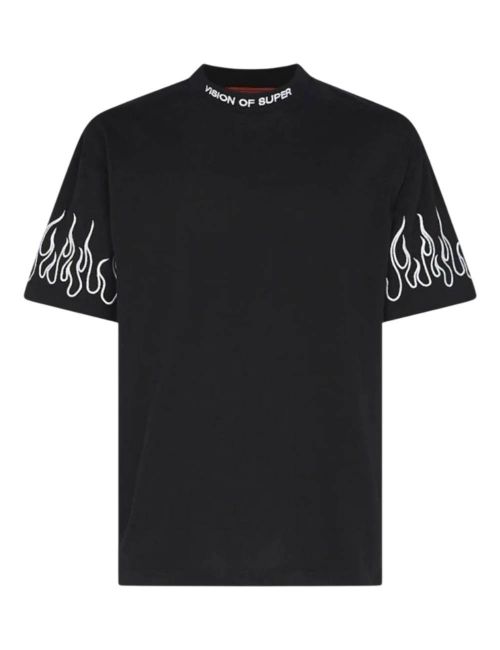 Vision Of Super BLACK T-SHIRT BLACK FLAMES black