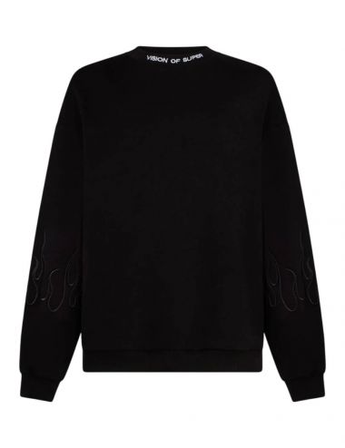 Vision Of Super CREWNECK BLACK FLAMES black