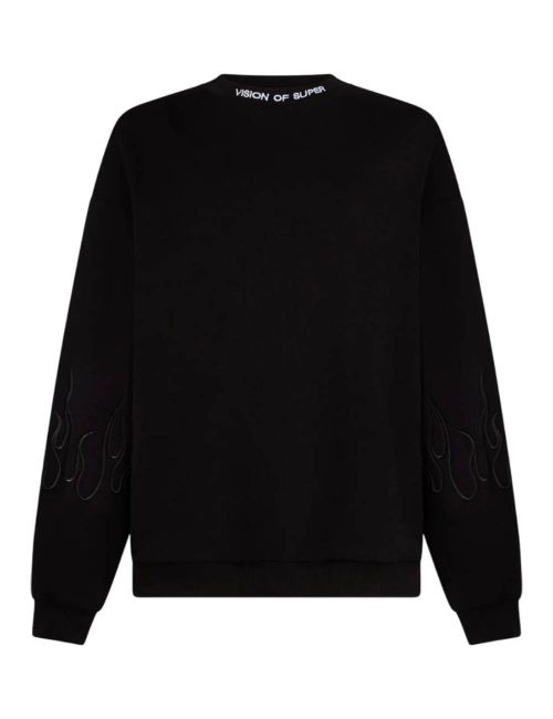 Vision Of Super CREWNECK BLACK FLAMES black