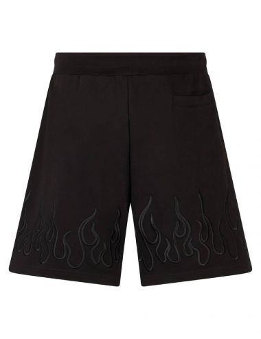 Vision Of Super SHORTS EMBROIDERED BLACK FLAMES black
