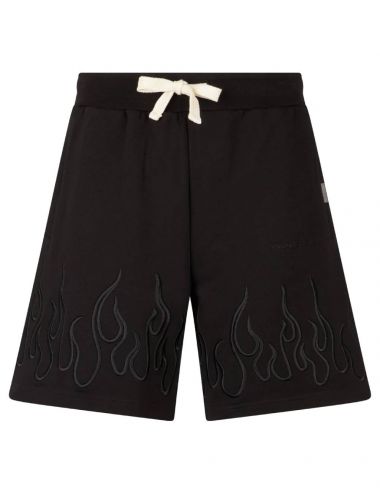 Vision Of Super SHORTS EMBROIDERED BLACK FLAMES black