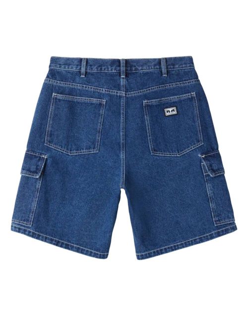 Obey BIGIG BAGGY DENIM CARGO SHORT stone wash indigo